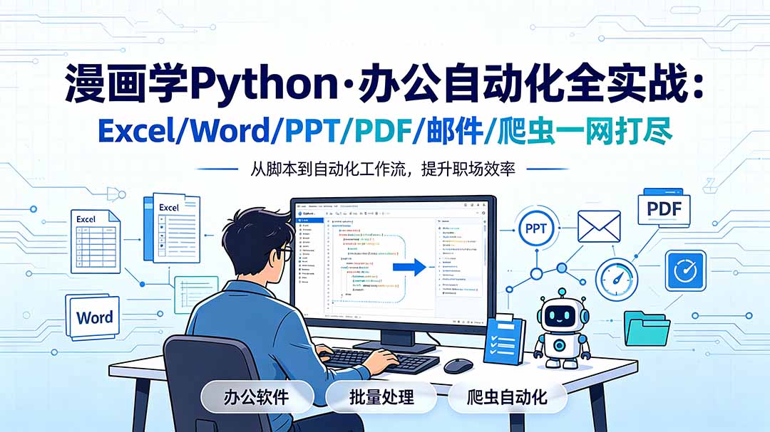 漫画学Python·办公自动化全实战：Excel/Word/PPT/PDF/邮件/爬虫一网打尽青祥项目库-闲云创业网-老谢轻创网-中创网-福缘网-冒泡网-资源之家-魔方项目库青祥项目库