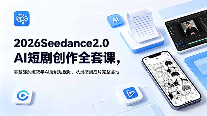 2026Seedance2.0AI短剧创作全套课，零基础系统教学AI漫剧短视频，从灵感到成片完整落地青祥项目库-闲云创业网-老谢轻创网-中创网-福缘网-冒泡网-资源之家-魔方项目库青祥项目库
