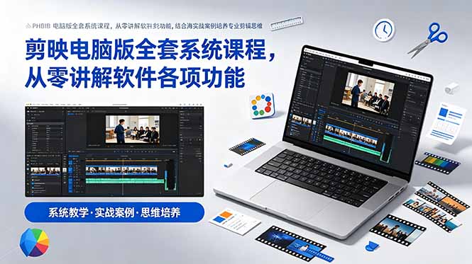 剪映电脑版全套系统课程，从零讲解软件各项功能，结合海量实战案例培养专业剪辑思维青祥项目库-闲云创业网-老谢轻创网-中创网-福缘网-冒泡网-资源之家-魔方项目库青祥项目库