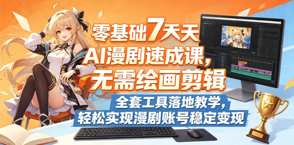 零基础7天AI漫剧速成课，无需绘画剪辑，全套工具落地教学，轻松实现漫剧账号稳定变现青祥项目库-闲云创业网-老谢轻创网-中创网-福缘网-冒泡网-资源之家-魔方项目库青祥项目库