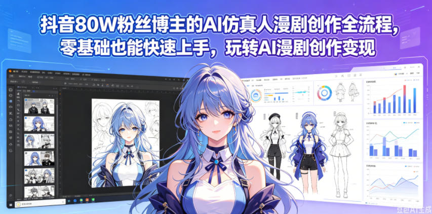 抖音80W粉丝博主的AI仿真人漫剧创作全流程，零基础也能快速上手，玩转AI漫剧创作变现青祥项目库-闲云创业网-老谢轻创网-中创网-福缘网-冒泡网-资源之家-魔方项目库青祥项目库