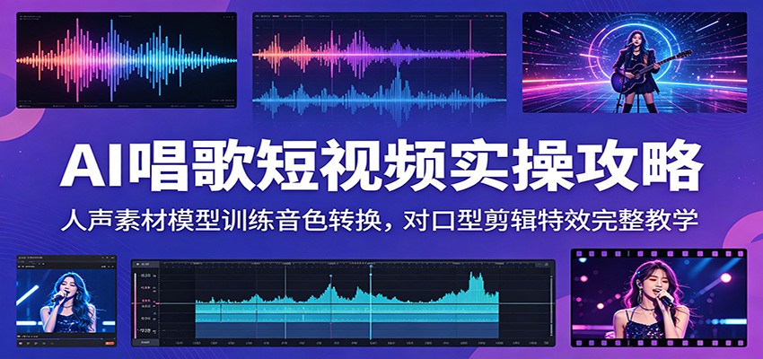 AI唱歌短视频实操攻略：人声素材模型训练音色转换，对口型剪辑特效完整教学青祥项目库-闲云创业网-老谢轻创网-中创网-福缘网-冒泡网-资源之家-魔方项目库青祥项目库