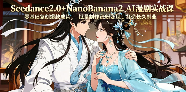 Seedance2.0+NanoBanana2 AI漫剧实战课，零基础复刻爆款成片涨粉变现，打造长久副业收益青祥项目库-闲云创业网-老谢轻创网-中创网-福缘网-冒泡网-资源之家-魔方项目库青祥项目库