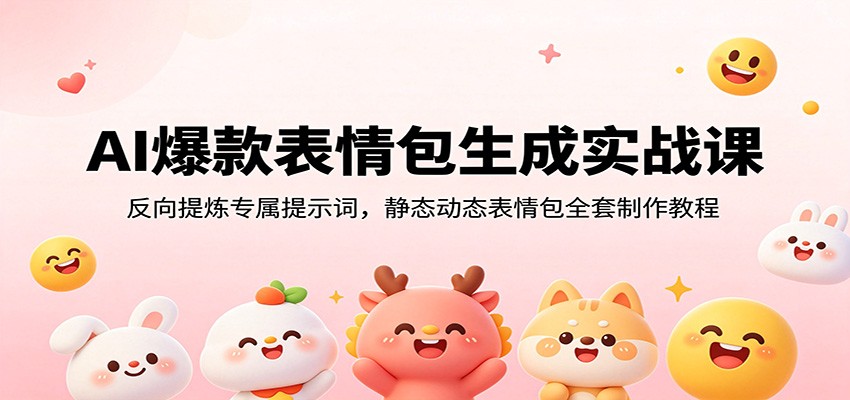 AI爆款表情包生成实战课：反向提炼专属提示词，静态动态表情包全套制作教程青祥项目库-闲云创业网-老谢轻创网-中创网-福缘网-冒泡网-资源之家-魔方项目库青祥项目库