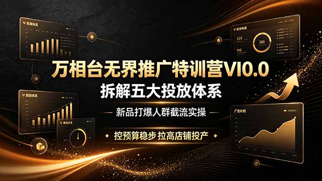 万相台无界推广特训营VI0.0，拆解五大投放体系，新品打爆人群截流实操，控预算稳步拉高店铺投产青祥项目库-闲云创业网-老谢轻创网-中创网-福缘网-冒泡网-资源之家-魔方项目库青祥项目库