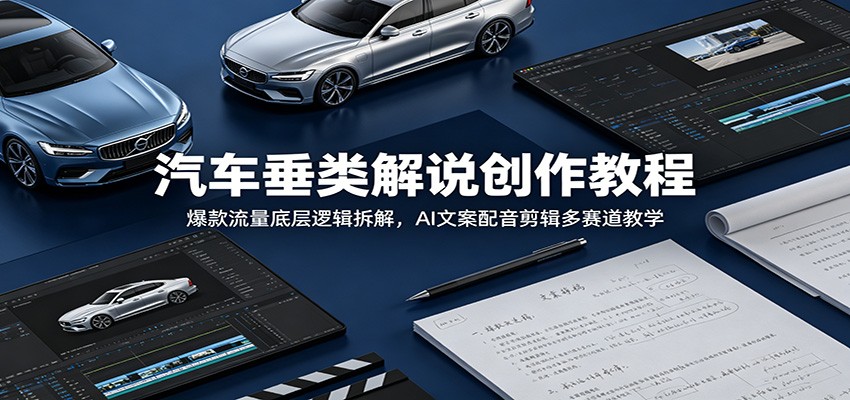 汽车垂类解说创作教程：爆款流量底层逻辑拆解，AI文案配音剪辑多赛道教学青祥项目库-闲云创业网-老谢轻创网-中创网-福缘网-冒泡网-资源之家-魔方项目库青祥项目库