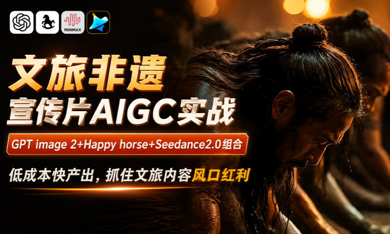 文旅非遗宣传片AIGC实战，GPT image 2+Happy horse+Seedance2.0组合，低成本快产出，抓住文旅内容风口红利青祥项目库-闲云创业网-老谢轻创网-中创网-福缘网-冒泡网-资源之家-魔方项目库青祥项目库