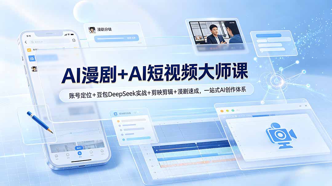 AI漫剧+AI短视频大师课：账号定位+豆包DeepSeek实战+剪映剪辑+漫剧速成，一站式AI创作体系青祥项目库-闲云创业网-老谢轻创网-中创网-福缘网-冒泡网-资源之家-魔方项目库青祥项目库
