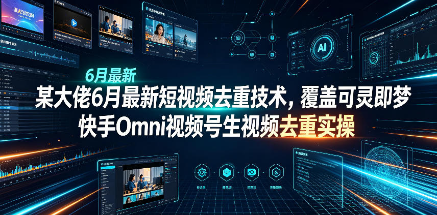 某大佬6月最新短视频去重技术，覆盖可灵即梦快手Omni视频号生视频去重实操青祥项目库-闲云创业网-老谢轻创网-中创网-福缘网-冒泡网-资源之家-魔方项目库青祥项目库
