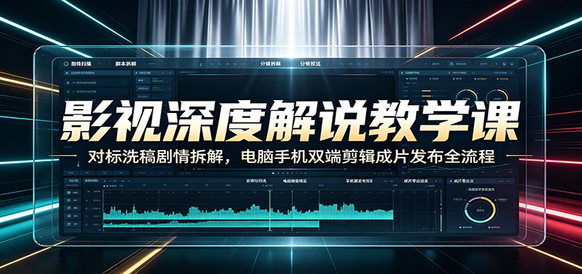 影视深度解说教学课：对标洗稿剧情拆解，电脑手机双端剪辑成片发布全流程青祥项目库-闲云创业网-老谢轻创网-中创网-福缘网-冒泡网-资源之家-魔方项目库青祥项目库