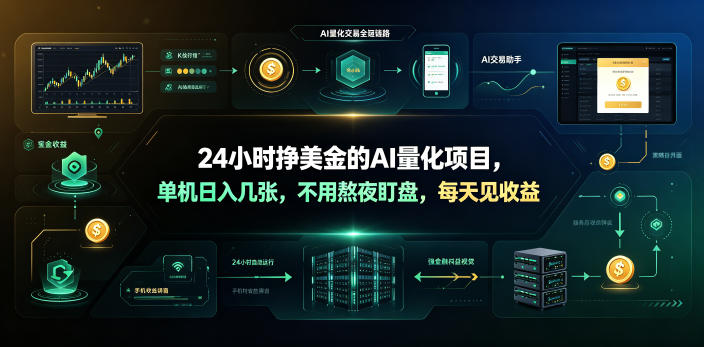 24小时挣美金的AI量化项目，单机日入几十美刀，不用熬夜盯盘，每天见收益【揭秘】青祥项目库-闲云创业网-老谢轻创网-中创网-福缘网-冒泡网-资源之家-魔方项目库青祥项目库