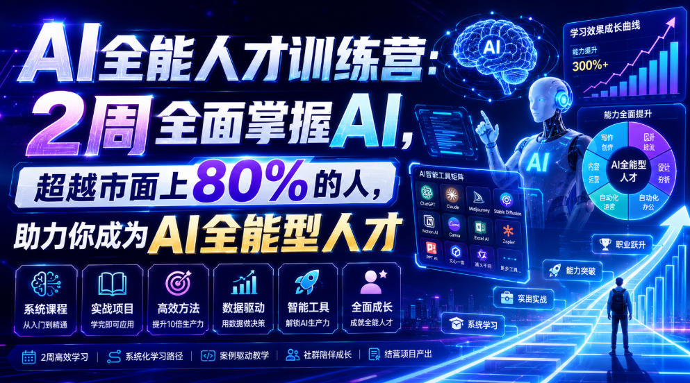 AI全能人才训练营：2周全面掌握AI，超越市面上80%的人，助力你成为AI全能型人才青祥项目库-闲云创业网-老谢轻创网-中创网-福缘网-冒泡网-资源之家-魔方项目库青祥项目库