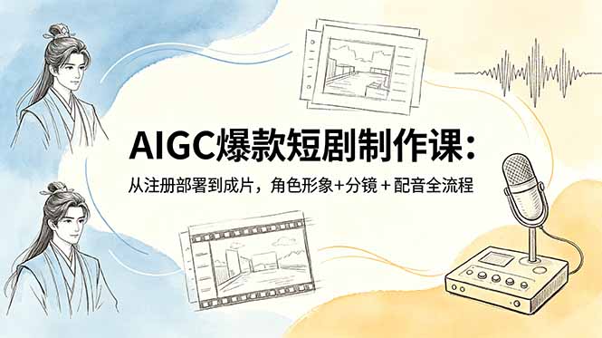 AIGC爆款短剧制作课：从注册部署到成片，角色形象+分镜+配音全流程青祥项目库-闲云创业网-老谢轻创网-中创网-福缘网-冒泡网-资源之家-魔方项目库青祥项目库