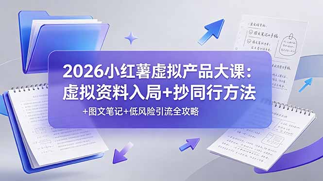 2026小红薯虚拟产品大课：虚拟资料入局+抄同行方法+图文笔记+低风险引流全攻略青祥项目库-闲云创业网-老谢轻创网-中创网-福缘网-冒泡网-资源之家-魔方项目库青祥项目库