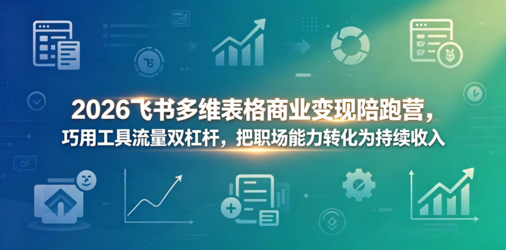 2026飞书多维表格商业变现陪跑营，巧用工具流量双杠杆，把职场能力转化为持续收入青祥项目库-闲云创业网-老谢轻创网-中创网-福缘网-冒泡网-资源之家-魔方项目库青祥项目库