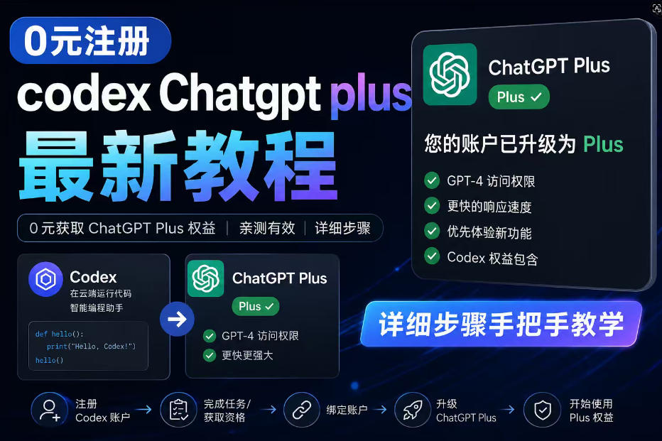 0元全自动注册codex gpt plus最新教程,0元获取GPT Plus权益,手把手详细教学青祥项目库-闲云创业网-老谢轻创网-中创网-福缘网-冒泡网-资源之家-魔方项目库青祥项目库