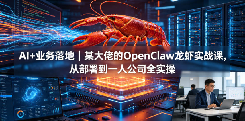 AI+业务落地｜某大佬的OpenClaw小龙虾实战课，从部署到一人公司全实操青祥项目库-闲云创业网-老谢轻创网-中创网-福缘网-冒泡网-资源之家-魔方项目库青祥项目库