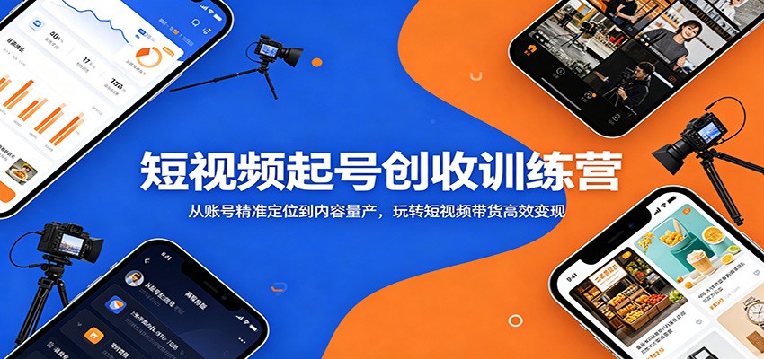 短视频起号创收训练营:从账号精准定位到内容量产,玩转短视频带货高效变现青祥项目库-闲云创业网-老谢轻创网-中创网-福缘网-冒泡网-资源之家-魔方项目库青祥项目库