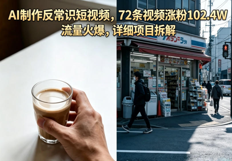 AI制作反常识短视频，72条视频涨粉102.4W，流量火爆，详细项目拆解青祥项目库-闲云创业网-老谢轻创网-中创网-福缘网-冒泡网-资源之家-魔方项目库青祥项目库