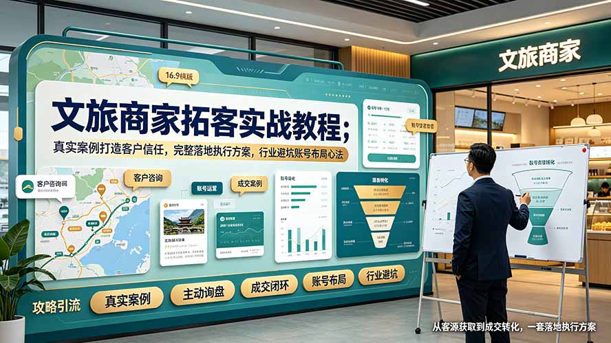 文旅商家拓客实战教程；真实案例打造客户信任，完整落地执行方案，行业避坑账号布局心法青祥项目库-闲云创业网-老谢轻创网-中创网-福缘网-冒泡网-资源之家-魔方项目库青祥项目库