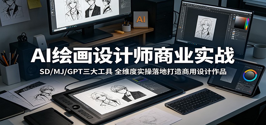 AI绘画设计师商业实战：SD/MJ/GPT三大工具，全维度实操落地打造商用设计作品青祥项目库-闲云创业网-老谢轻创网-中创网-福缘网-冒泡网-资源之家-魔方项目库青祥项目库