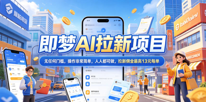 2026年即梦AI拉新项目最新玩法，无任何门槛，操作非常简单，人人都可做，拉新佣金最高13米每单(更新6月30日)青祥项目库-闲云创业网-老谢轻创网-中创网-福缘网-冒泡网-资源之家-魔方项目库青祥项目库