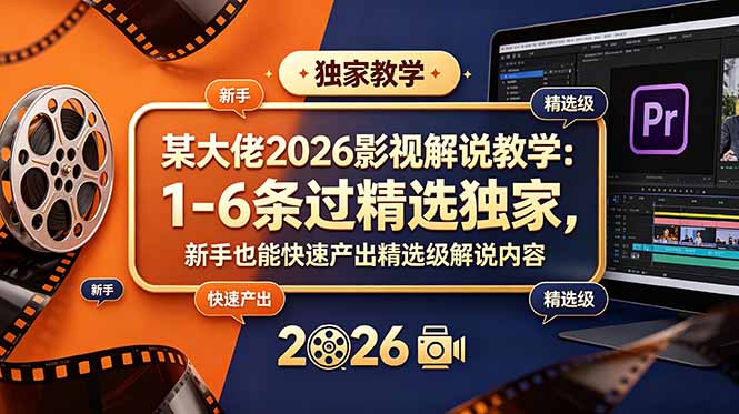 某大佬2026影视解说教学：1-6条过精选独家，新手也能快速产出精选级解说内容青祥项目库-闲云创业网-老谢轻创网-中创网-福缘网-冒泡网-资源之家-魔方项目库青祥项目库