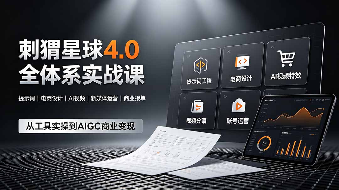 刺猬星球4.0全体系实战课，覆盖提示词工程、电商设计、AI视频特效与新媒体运营，一站式掌握AIGC商业核心技能青祥项目库-闲云创业网-老谢轻创网-中创网-福缘网-冒泡网-资源之家-魔方项目库青祥项目库