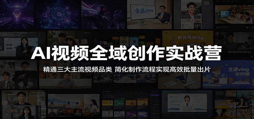 AI视频全域创作实战营：精通三大主流视频品类，简化制作流程实现高效批量出片青祥项目库-闲云创业网-老谢轻创网-中创网-福缘网-冒泡网-资源之家-魔方项目库青祥项目库