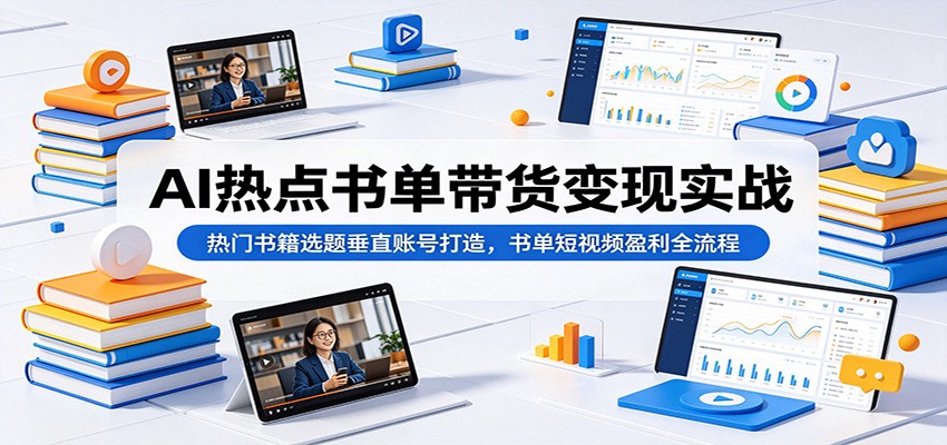 AI热点书单带货变现实战：热门书籍选题垂直账号打造，书单短视频盈利全流程青祥项目库-闲云创业网-老谢轻创网-中创网-福缘网-冒泡网-资源之家-魔方项目库青祥项目库
