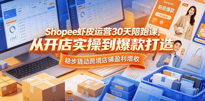 Shopee虾皮运营30天陪跑课，从开店实操到爆款打造，稳步撬动跨境店铺盈利增收青祥项目库-闲云创业网-老谢轻创网-中创网-福缘网-冒泡网-资源之家-魔方项目库青祥项目库