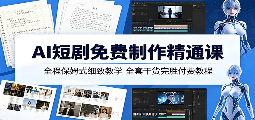 AI短剧免费制作精通课：全程保姆式细致教学，全套干货完胜付费教程青祥项目库-闲云创业网-老谢轻创网-中创网-福缘网-冒泡网-资源之家-魔方项目库青祥项目库
