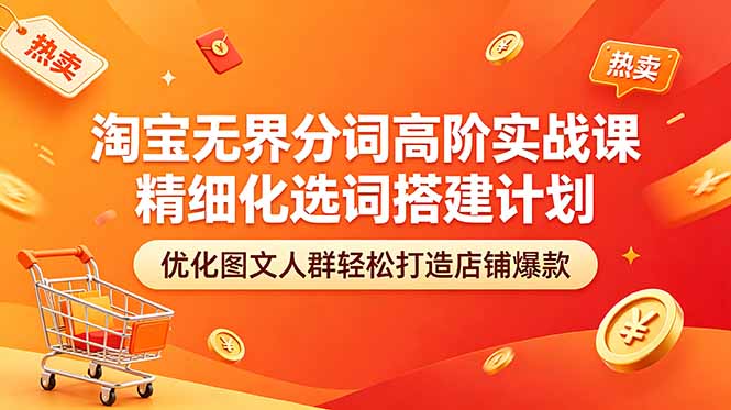 淘宝无界分词高阶实战课 精细化选词搭建计划 优化图文人群轻松打造店铺爆款青祥项目库-闲云创业网-老谢轻创网-中创网-福缘网-冒泡网-资源之家-魔方项目库青祥项目库