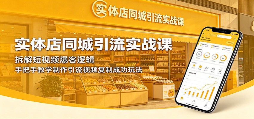 实体店同城引流实战课：拆解短视频爆客逻辑，手把手教学制作引流视频复制成功玩法青祥项目库-闲云创业网-老谢轻创网-中创网-福缘网-冒泡网-资源之家-魔方项目库青祥项目库