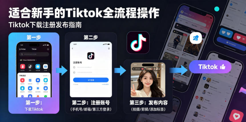 Tiktok下载注册发布，适合新手的Tiktok全流程操作青祥项目库-闲云创业网-老谢轻创网-中创网-福缘网-冒泡网-资源之家-魔方项目库青祥项目库