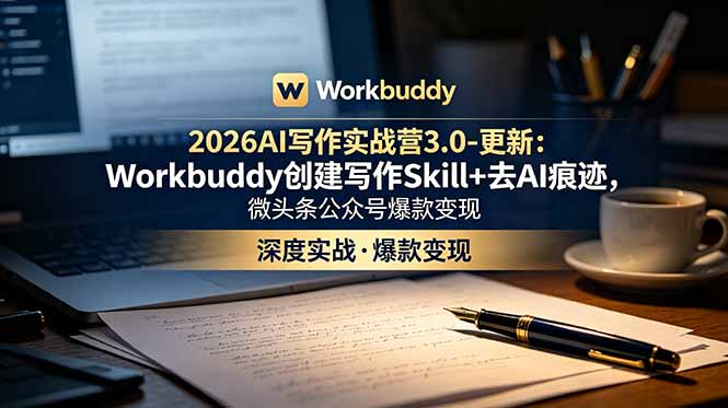 2026AI写作实战营3.0-更新：Workbuddy创建写作Skill+去AI痕迹，微头条公众号爆款变现青祥项目库-闲云创业网-老谢轻创网-中创网-福缘网-冒泡网-资源之家-魔方项目库青祥项目库