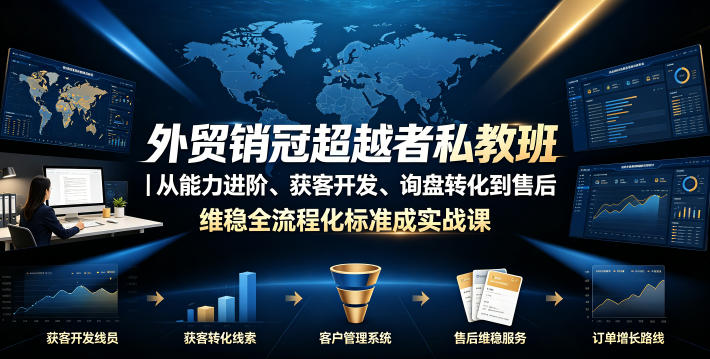 外贸销冠超越者私教班｜从能力进阶、获客开发、询盘转化到售后维稳全流程标准化成交实战课青祥项目库-闲云创业网-老谢轻创网-中创网-福缘网-冒泡网-资源之家-魔方项目库青祥项目库