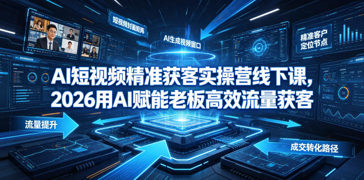 AI短视频精准获客实操营6月10-14号线下课，2026用AI赋能老板高效流量获客青祥项目库-闲云创业网-老谢轻创网-中创网-福缘网-冒泡网-资源之家-魔方项目库青祥项目库