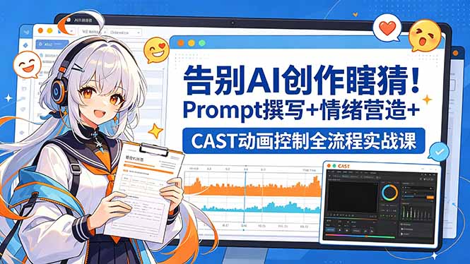 告别AI创作瞎猜!Prompt撰写+情绪营造+CAST动画控制全流程实战课青祥项目库-闲云创业网-老谢轻创网-中创网-福缘网-冒泡网-资源之家-魔方项目库青祥项目库