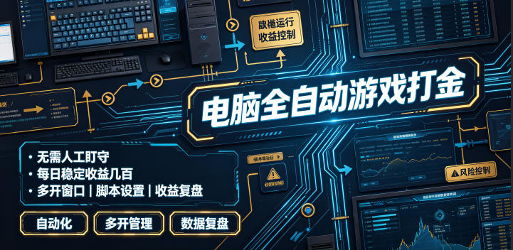 电脑全自动游戏打金，无需人工盯守，每日稳定收益几百！【揭秘】青祥项目库-闲云创业网-老谢轻创网-中创网-福缘网-冒泡网-资源之家-魔方项目库青祥项目库