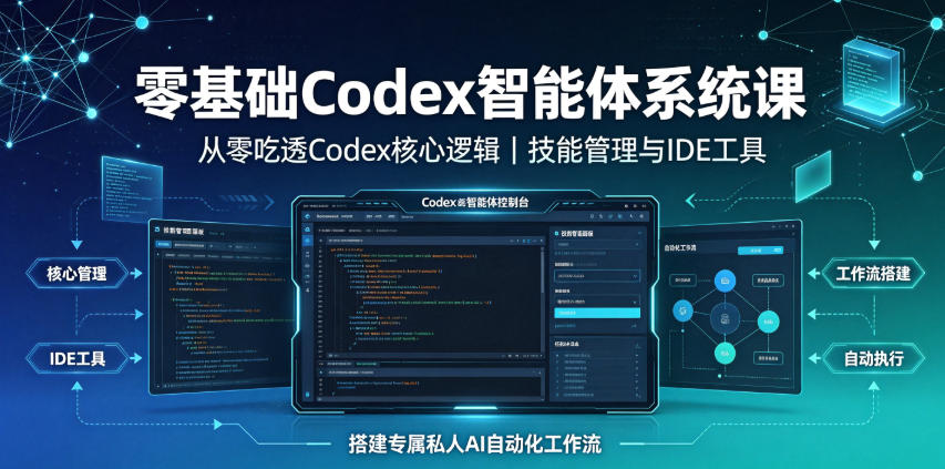 零基础Codex智能体系统课｜从零吃透Codex核心逻辑、技能管理与IDE工具，搭建专属私人AI自动化工作流青祥项目库-闲云创业网-老谢轻创网-中创网-福缘网-冒泡网-资源之家-魔方项目库青祥项目库