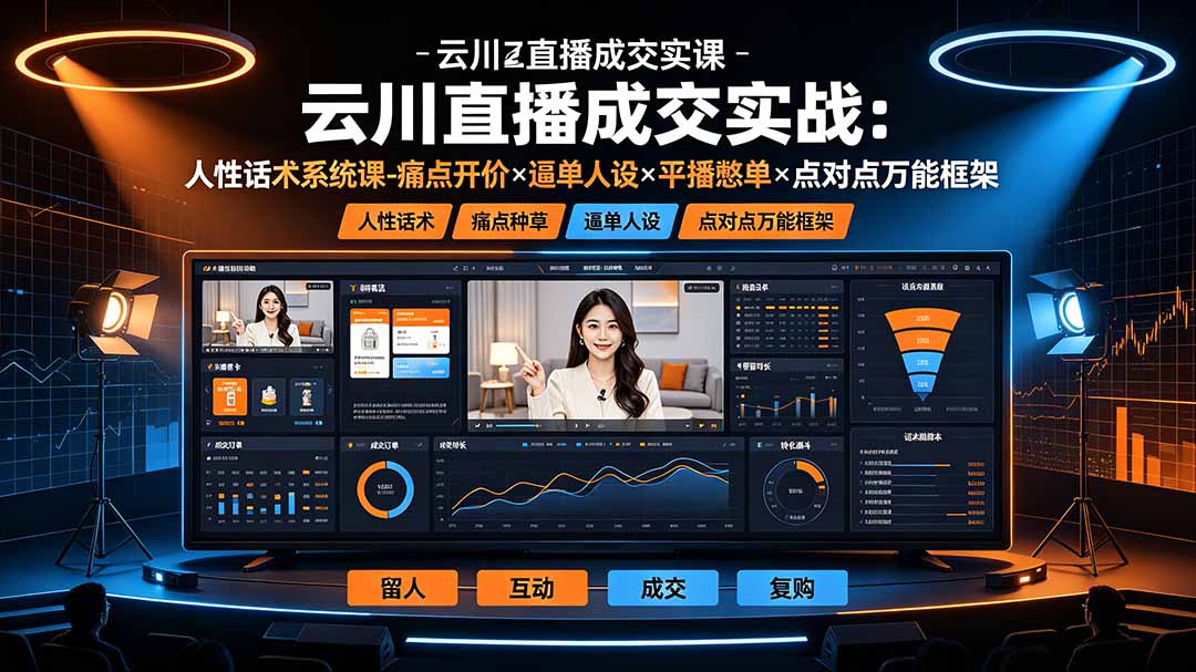 云川直播成交实战:人性话术系统课-痛点种草×塑品开价×逼单人设×平播憋单×点对点万能框架青祥项目库-闲云创业网-老谢轻创网-中创网-福缘网-冒泡网-资源之家-魔方项目库青祥项目库