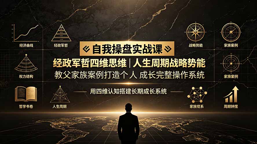 自我操盘实战课：经政军哲四维思维｜人生周期战略势能｜教父家族案例打造个人成长完整操作系统青祥项目库-闲云创业网-老谢轻创网-中创网-福缘网-冒泡网-资源之家-魔方项目库青祥项目库