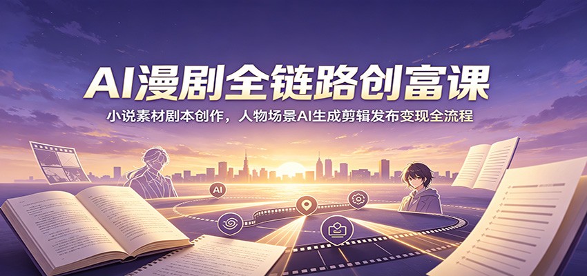 AI漫剧全链路创富课：小说素材剧本创作，人物场景AI生成剪辑发布变现全流程青祥项目库-闲云创业网-老谢轻创网-中创网-福缘网-冒泡网-资源之家-魔方项目库青祥项目库