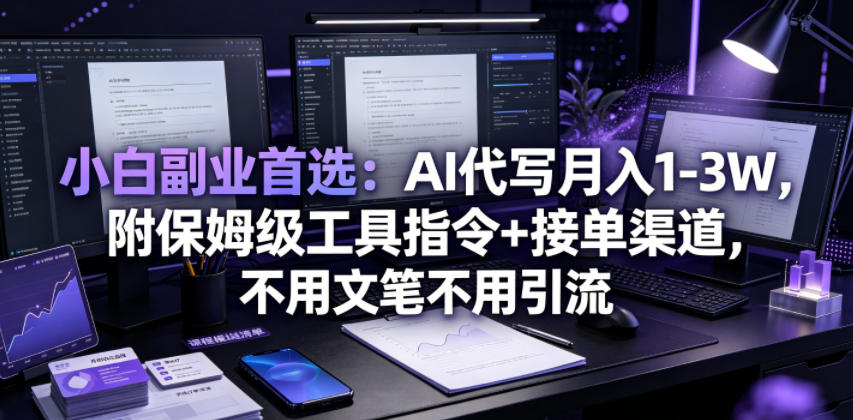 小白副业首选：AI代写月入1-3W，附保姆级工具指令+接单渠道，不用文笔不用引流【揭秘】青祥项目库-闲云创业网-老谢轻创网-中创网-福缘网-冒泡网-资源之家-魔方项目库青祥项目库