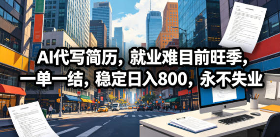 AI代写简历，就业难目前旺季，一单一结，稳定日入800，永不失业青祥项目库-闲云创业网-老谢轻创网-中创网-福缘网-冒泡网-资源之家-魔方项目库青祥项目库