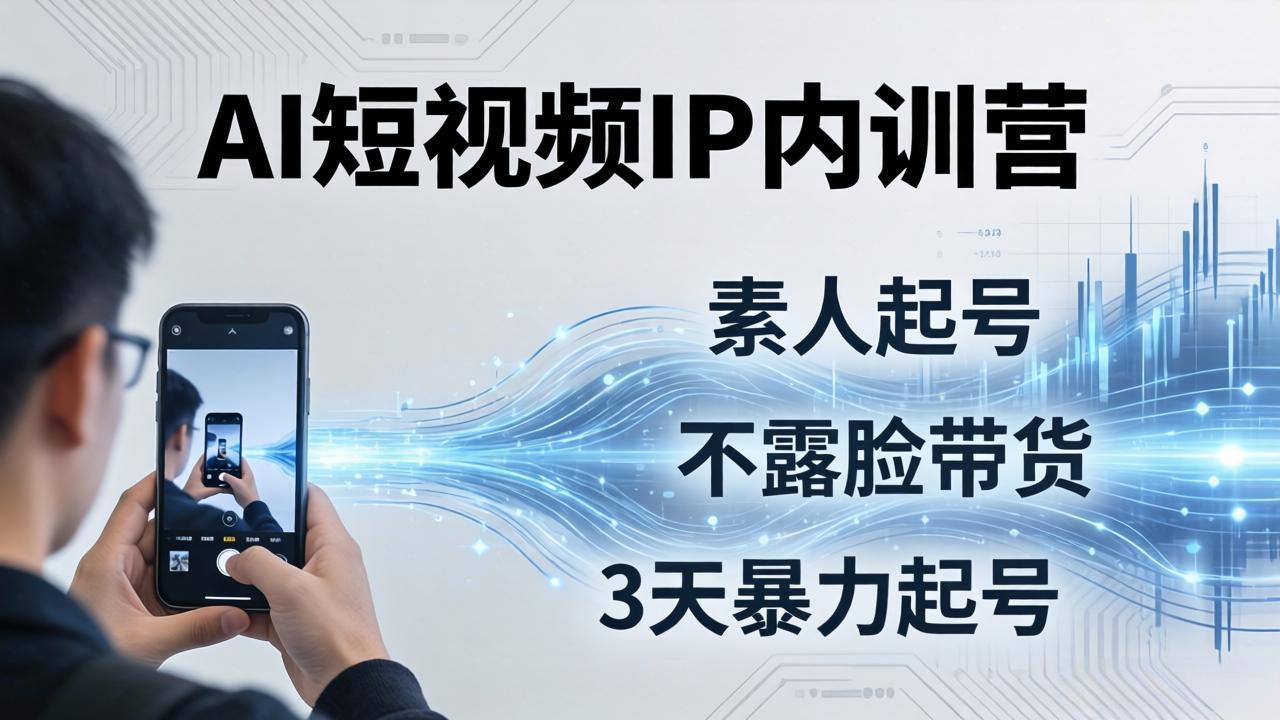 2026AI短视频IP内训营-更新：从素人起号到不露脸带货，3天暴力起号全流程拆解青祥项目库-闲云创业网-老谢轻创网-中创网-福缘网-冒泡网-资源之家-魔方项目库青祥项目库
