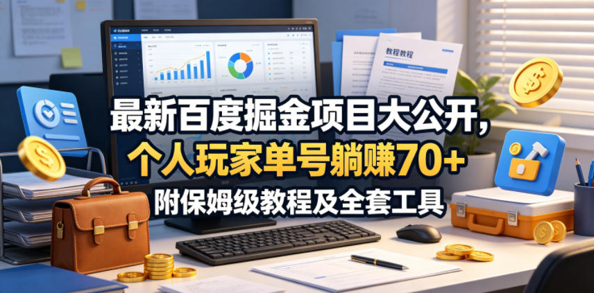最新百度掘金项目大公开，个人玩家单号躺賺70+，附保姆级教程及全套工具【揭秘】青祥项目库-闲云创业网-老谢轻创网-中创网-福缘网-冒泡网-资源之家-魔方项目库青祥项目库