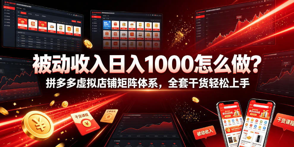 被动收入日入1000怎么做？拼多多虚拟店铺矩阵体系，全套干货轻松上手【揭秘】青祥项目库-闲云创业网-老谢轻创网-中创网-福缘网-冒泡网-资源之家-魔方项目库青祥项目库