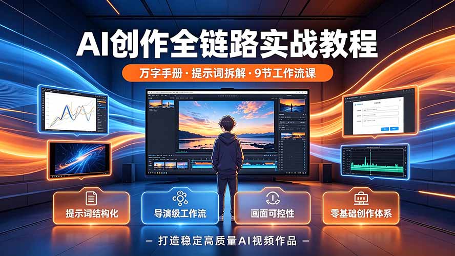 AI创作全链路实战教程｜万字手册·提示词拆解·9节工作流课，打造稳定高质量AI视频作品青祥项目库-闲云创业网-老谢轻创网-中创网-福缘网-冒泡网-资源之家-魔方项目库青祥项目库
